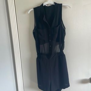 BCBGeneration: Black, one piece shorts romper.